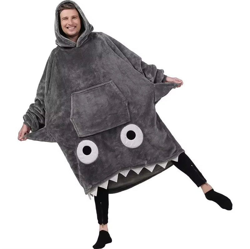 Onesies for Women Pajamas Wearable Blanket Hoodie Oversized Animal Warm Polyester Blanket